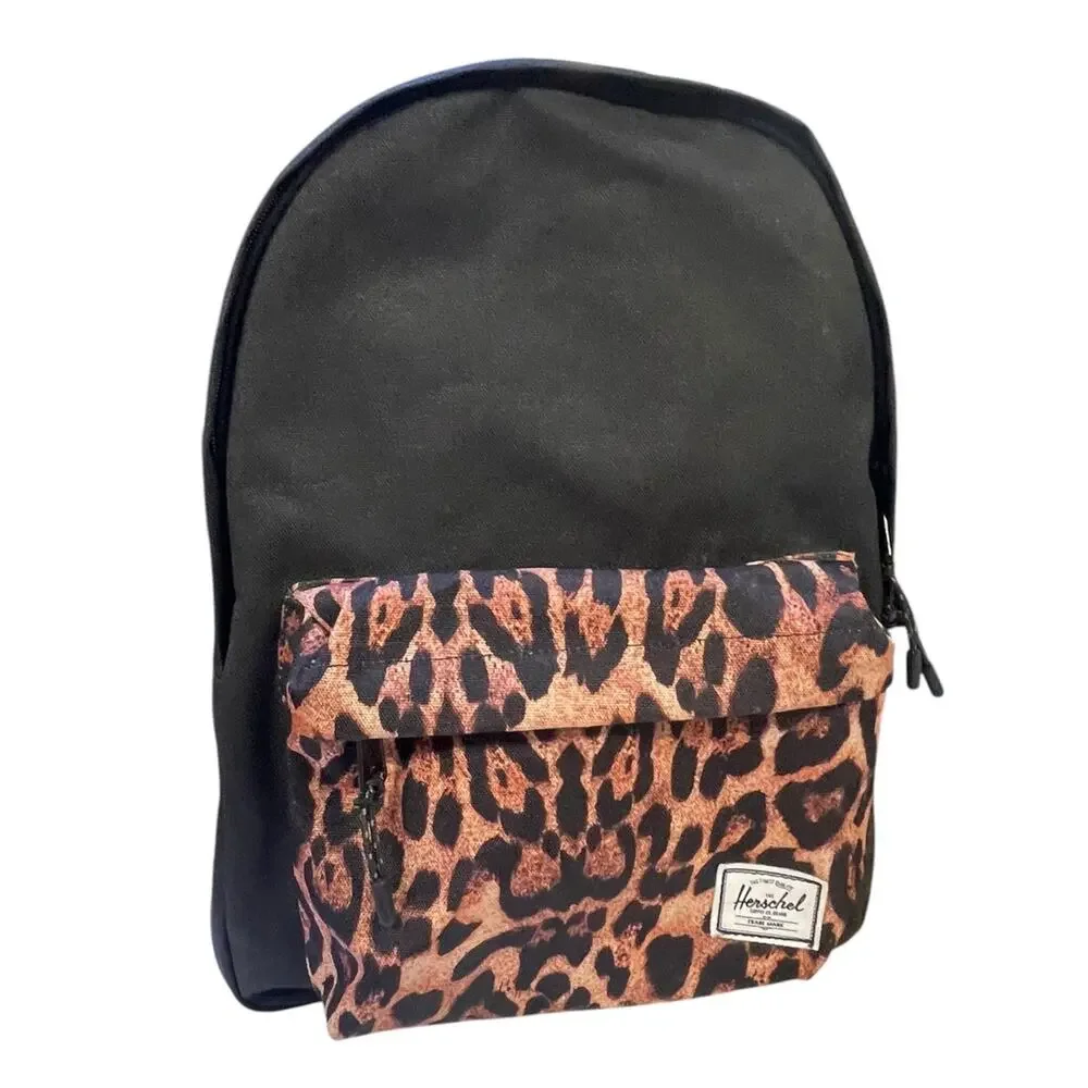 Herschel Supply Co Black Leopard Print Backpack Animal Print 15